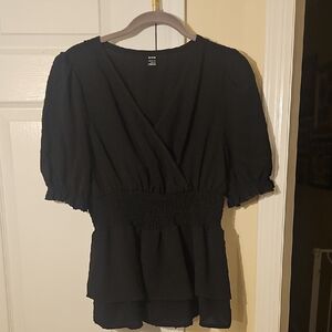SHEIN Black Ruched Blouse